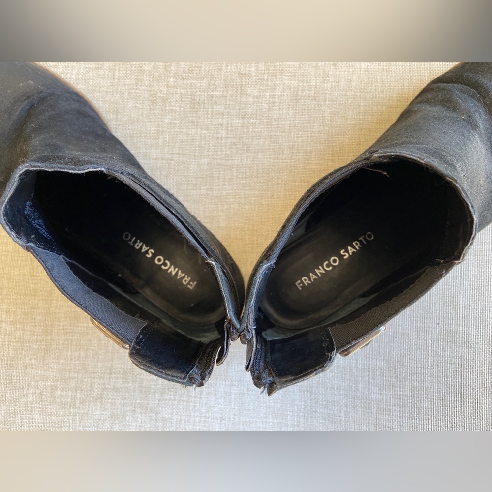 Franco Sarto “Ketty” Black Nubuck Leather Ankle Boots Booties - Picture 5 of 8